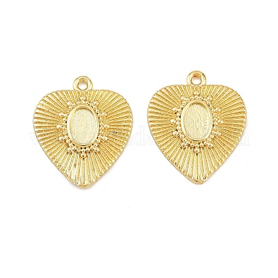 Подвеска в форме сердца из латуни с кабошоном KK-H093-10G-1