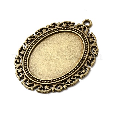 Тибетский стиль сплава сеттинги кабошон овал большой кулон TIBEP-553-AB-FF-1