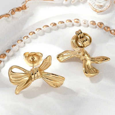 Серьги-гвоздики из нержавеющей стали 304 EJEW-G423-32C-G-1