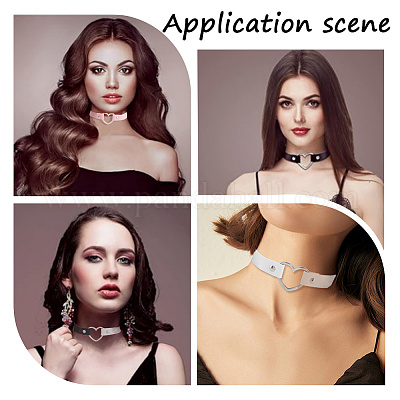 6 шт. 6 стиля регулируемые готические двухцветные ожерелья-чокеры из сплава искусственной кожи в форме сердца для женщин NJEW-CL0007-07-1