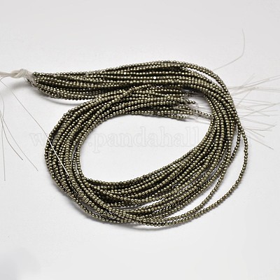 Естественно пирит круглые бусины нити G-F197-10-3mm-1
