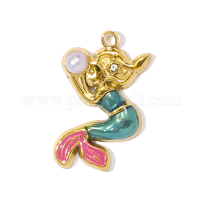 Подвески из нержавеющей стали 304 с эмалью STAS-OY001-51G-1