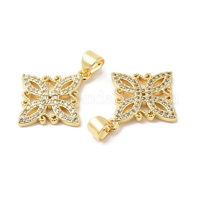 Латунные микропаве прозрачные подвески с фианитом ZIRC-L103-020G-1