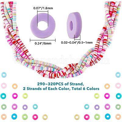 12 нитка 6 цвета бусины из полимерной глины ручной работы CLAY-HY0001-01-1
