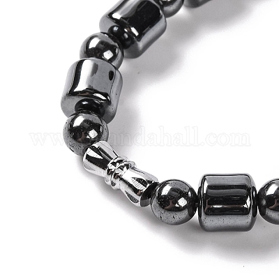 Колье-колонны и круглые синтетические немагнитные гематитовые бусы NJEW-Q341-05-1