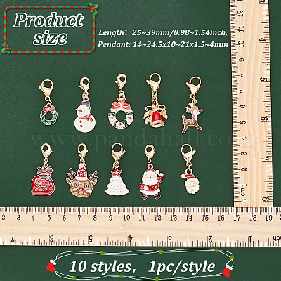 10шт 10 стиля рождественские темы сплава эмаль подвески HJEW-FG0001-15-1
