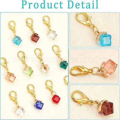 2 комплект стеклянных кубических подвесных украшений HJEW-CA0001-34-1