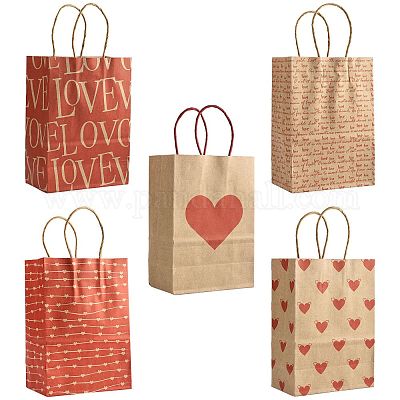 12 шт. 5 стиля бумажных пакетов с принтом в виде сердец ко Дню святого Валентина CARB-FS0001-07-1