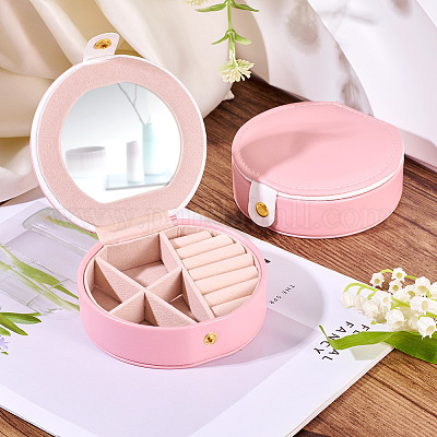 Круглая коробка для хранения комплектов ювелирных изделий из искусственной кожи и пластика CON-TAC0014-06B-1