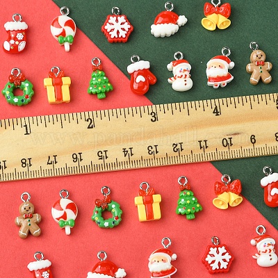24шт 12 стиля рождественская тема непрозрачные подвески из смолы RESI-FS0001-86A-1