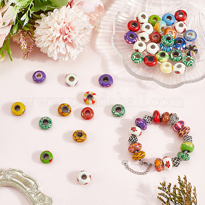 50 шт. европейские бусины из полимерной глины ручной работы CLAY-PA0001-11-1