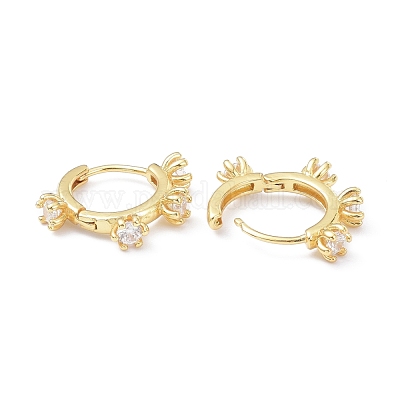 Серьги-кольца с инкрустацией из латуни и фианитами ZIRC-P090-17G-A-1