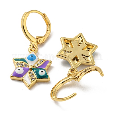 Серьги с подвесками из латуни с покрытием из настоящего 18-каратного золота EJEW-A033-19G-01-1