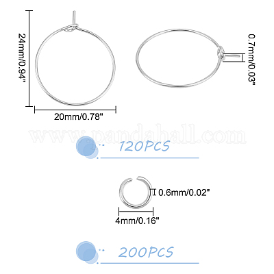 120 шт. фурнитура для сережек-колец из хирургической нержавеющей стали 316 STAS-UN0043-03-1