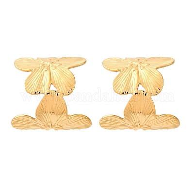 Серьги-гвоздики из нержавеющей стали 304 в форме цветка с буквой С для женщин EJEW-A131-01B-G-1