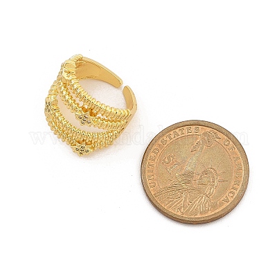 Кольца-манжеты для женщин с покрытием из латуни с микропаве из прозрачного кубического циркония RJEW-M028-103G-1