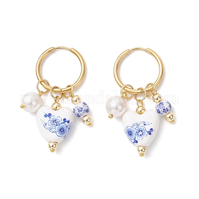 Серьги-кольца в форме сердца из нержавеющей стали 304 EJEW-JE06732-02-1