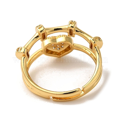 Регулируемые кольца из латуни с микропаве из кубического циркония для женщин RJEW-G325-03G-A-1