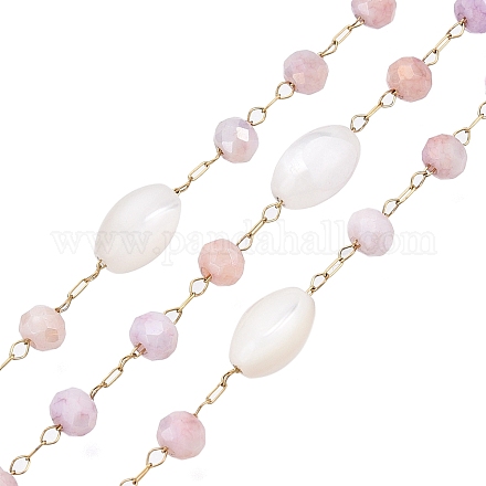 Цепочки из ракушек и хрустальных бусин ручной работы CHS-T006-09G-1