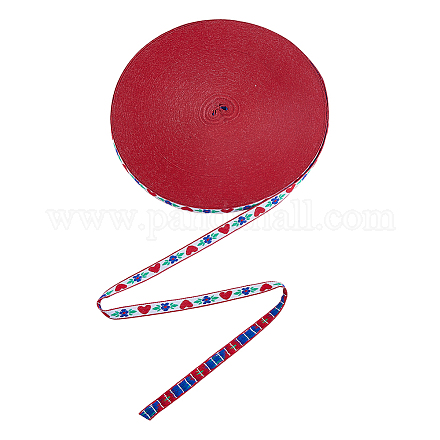 Жаккардовая лента из полиэстера с цветами и сердечками OCOR-WH0070-126-1
