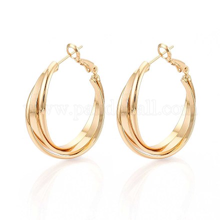 Серьги-кольца из латуни EJEW-T047-100G-1