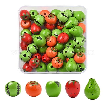 50шт 5 вида деревянных бусин WOOD-FS0001-45-1