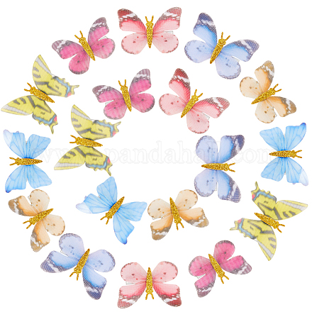 18 шт. 6 стиля тканевая заколка для волос в виде бабочки из кожи аллигатора OHAR-GF0001-39-1