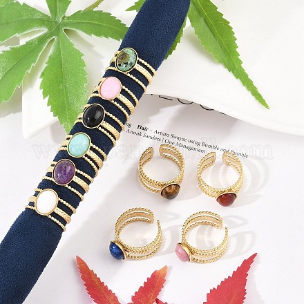 Многослойные открытые манжетные кольца из нержавеющей стали 304 RJEW-Z078-07G-1