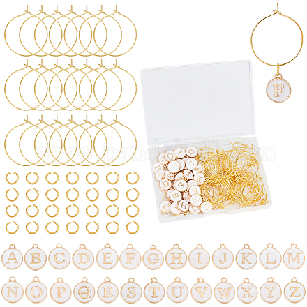 Наборы для самостоятельного изготовления колец с заглавными буквами a~z из латуни и эмали для бокалов с вином DIY-SC0024-59B-1