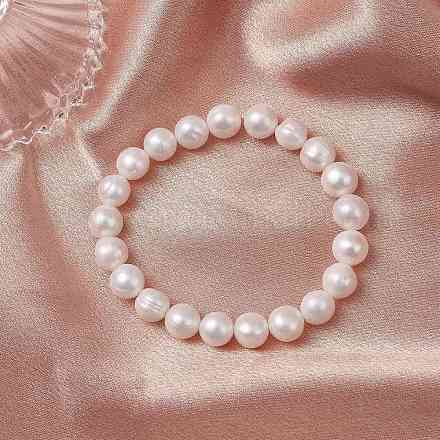 Браслеты из натуральных пресноводных жемчужин с круглыми бусинами для женщин BJEW-JB12128-1