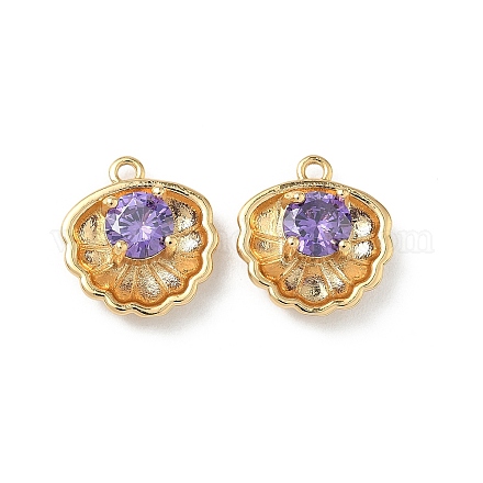 Подвески в форме ракушки из латуни с микропаве из кубических цирконий KK-Z136-56G-02-1