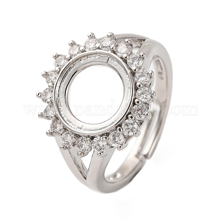 Латунные микропаве прозрачные кубические цирконии открытые манжетные кольца-компоненты KK-U074-11P-1