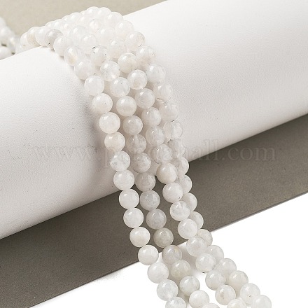 Круглые бусины из натурального радужного лунного камня G-M304-06-5mm-1