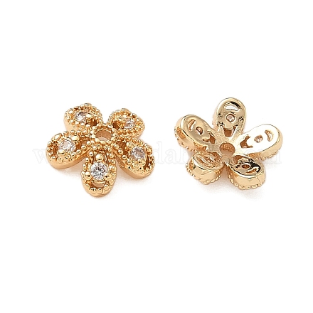 Колпачки для бусин из прозрачного кубического циркония из латуни KK-S350-08G-1