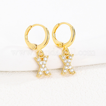 Латунные серьги-кольца из прозрачного кубического циркония FS-WGAF6E5-24-1