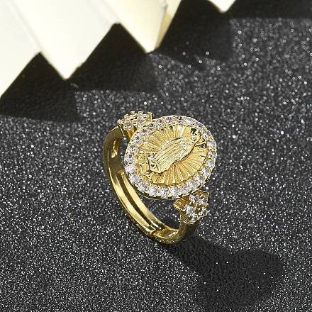 Кольца на палец с прозрачным кубическим цирконием на тему Девы Марии RJEW-G337-02G-01-1