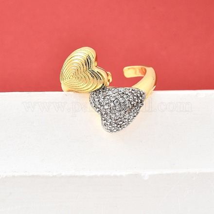 Манжеты из латуни с микро паве кубический цирконий для женщин RJEW-F184-04GP-1