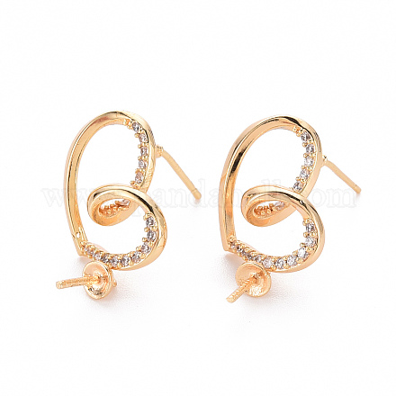 Серьги из латуни с микропейвом и прозрачным фианитом KK-T062-232G-NF-1