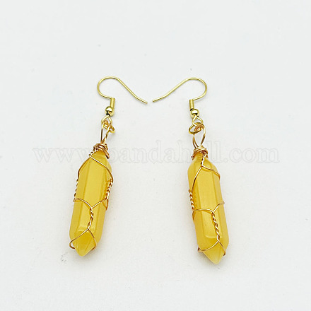 Серьги ручной работы с топазом и шестигранной медной проволокой ND6138-1-1