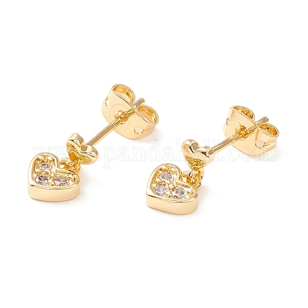 Серьги-гвоздики с кубическим цирконием в форме сердца EJEW-I263-01G-1