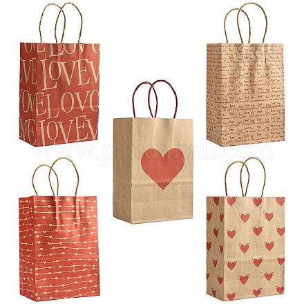 12 шт. 5 стиля бумажных пакетов с принтом в виде сердец ко Дню святого Валентина CARB-FS0001-07-1