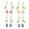 4 Pair 4 Colors Seed Braided Tulip Flower Dangle Leverback Earrings, Real 18K Gold Plated Brass Long Drop Earrings for Women, Mixed Color, 80mm, Pin: 0.8mm, 1 Pair/color