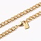 Men's Brass Cuban Link Chain Necklaces, with Lobster Claw Clasps, Long-Lasting Plated, Word Good Luck, Real 18K Gold Plated, 24-3/8 inch(61.8cm)