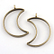 Rack Plating Alloy Open Back Bezel Pendants, For DIY UV Resin, Epoxy Resin, Pressed Flower Jewelry, Moon, Cadmium Free & Nickel Free & Lead Free, Antique Bronze, 38x25.5x3.5mm, Hole: 2.8mm