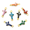50Pcs Brass Enamel Connector Charms, Real 18K Gold Plated, Religion Cross with Evil Eye Pattern, Mixed Color, 5.5x13x3mm, Hole: 1.2mm