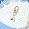 Flat Round with Evil Eye Alloy Enamel Pendant Decorations, with Alloy Swivel Clasps, White, 58mm, Pendant: 24mm