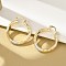 Brass Two Tone Hoop Earrings, Real 18K Gold Plated, 29x6mm, Pin: 14x1.5x0.5mm