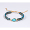 Heart Natural Imperial Jasper Beads Link Bracelets, Adjustable Nylon Cord Braided Bracelets for Women, Steel Blue, 7-1/8 inch(18cm)