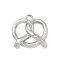 Brass Charms, Platinum, Bretzel, 12.5x12.5x3mm, Hole: 1.4mm