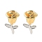 Two Tone Flower Brass Stud Earrings, Platinum & Golden, 12x6.5mm